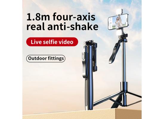RTAKO Q052 1.8m Ultra-Wide Angle Selfie Stick (With Bluetooth Remote) - Black